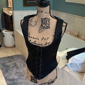 Moschino Black Couture vintage corset/vest with lace up front, back zipper